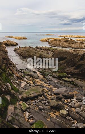 Sakoneta Beach en pays basque, Espagne. Plage typique de cette zone. Banque D'Images