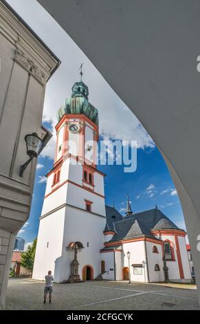 Église Saint-Jacques-le-Grand (Saint-Jacob) à Mistek, partie de Frydek-Mistek, région morave-Silésie, Moravie, République tchèque Banque D'Images