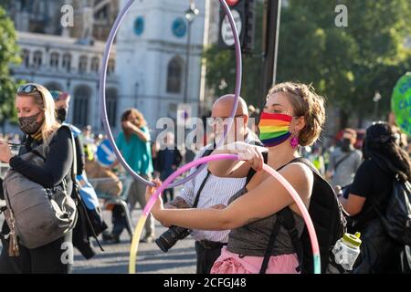 Londres, Royaume-Uni. 5 septembre 2020. Une rébellion d'extinction (XR) « la voûte de l'Amazonie » de la place du Parlement à l'ambassade du Brésil crédit: Ian Davidson/Alamy Live News Banque D'Images