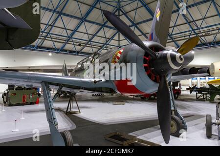 Un avion de chasse Focke Wulf Fw190 (1941-45) exposé au RAF Museum, Londres, Royaume-Uni. Banque D'Images