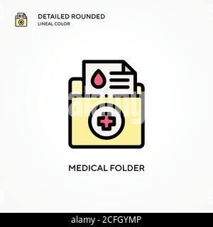 Icône de vecteur de dossier médical. Concepts modernes d'illustration vectorielle. Facile à modifier et à personnaliser. Illustration de Vecteur