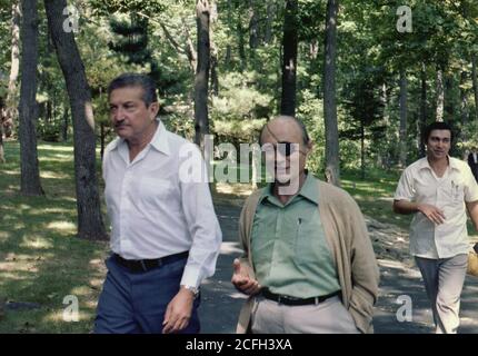 Ezer Weizman et Moshe Dayan au Camp David ca. 09/09/1978 Banque D'Images