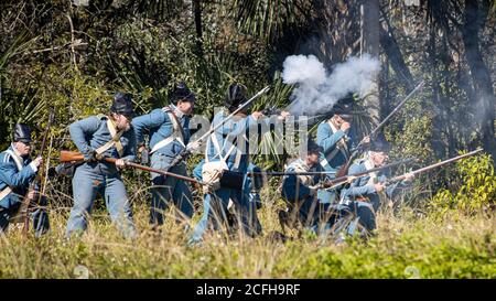 Reconstitution de la bataille de Loxahatchee. Banque D'Images