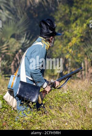 Reconstitution de la bataille de Loxahatchee. Banque D'Images