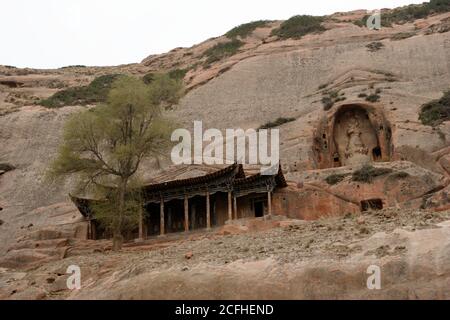 Le temple demeure près du temple Matisi 'Horses Hoof', près de Zhangye, province de Gansu, Chine 4 mai 2005 Banque D'Images