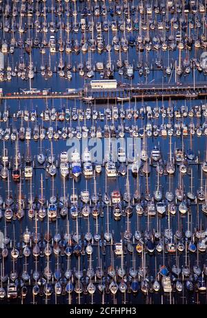 Shilshole Bay Marina, Seattle, Washington, États-Unis, vue aérienne. Banque D'Images