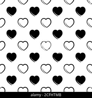 motif abstrait sans couture de coeurs noirs sur fond blanc. Image vectorielle Illustration de Vecteur