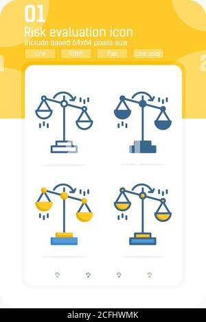 Icône d'évaluation des risques avec plusieurs styles isolés sur fond blanc. Modèle de conception de concept d'illustration vectorielle pour la conception et le projet Web Illustration de Vecteur