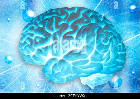 Neuroamélioration du concept du cerveau humain Banque D'Images