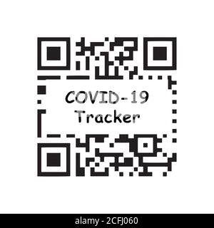 Covid-19 QR Code Tracker. Icône d'illustration noire et blanche représentant le code QR à suivre et tracer pour Covid 19 Coronavius. Vecteur EPS Illustration de Vecteur