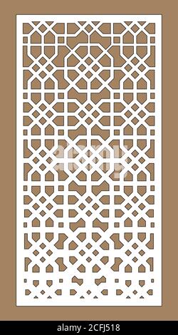 Écran de protection, modèle de clôture de confidentialité. Panneau vectoriel découpé au laser, écran, clôture, séparateur. CNC motif décoratif, design jali, élément intérieur. Islamique Illustration de Vecteur