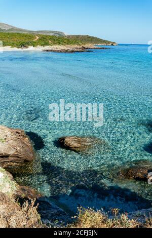 Paysage marin sauvage sur le sentier des douaniers, au Cap Corse, Corse Banque D'Images