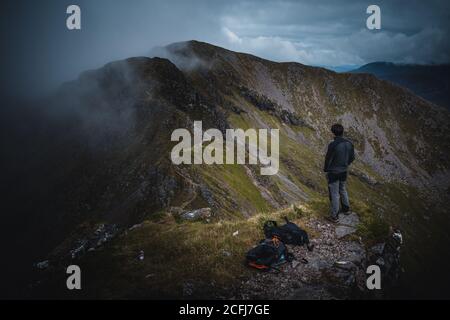 La vue de Am Bodach, Aonach Eagach Ridge, Glencoe, Écosse Banque D'Images