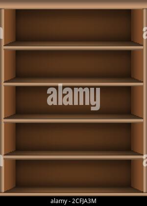Bibliothèque virtuelle d'étagère. Vecteur réaliste bois livres de médias en ligne arrière-plan. Modèle de tablette de magasin de livres. Taille de l'écran de la tablette. Graphique isolé Illustration de Vecteur