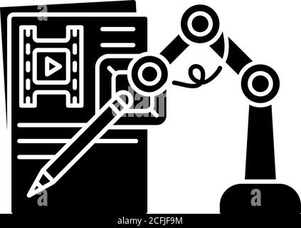 Icône de glyphe noir de scénario écrit ai Illustration de Vecteur