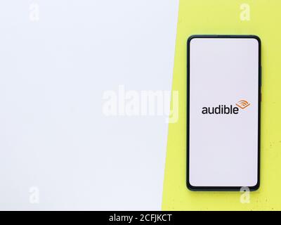 Assam, inde - 6 septembre 2020 : logo Audible sur l'écran du téléphone image de stock. Banque D'Images