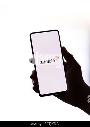 Assam, inde - 6 septembre 2020 : logo Audible sur l'écran du téléphone image de stock. Banque D'Images