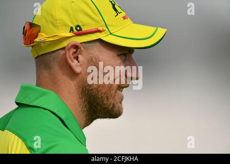 Aaron Finch d'Australie pendant le deuxième match Vitality IT20 au Ageas Bowl, Southampton. Banque D'Images