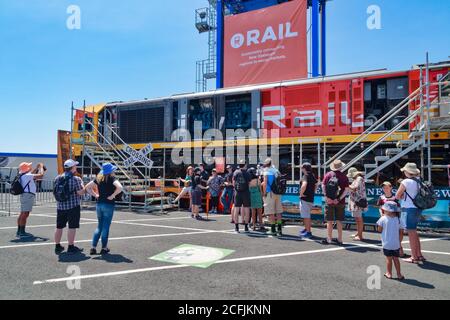 Une locomotive diesel-électrique KiwiRail de classe DL exposée au port d'Auckland, Auckland, Nouvelle-Zélande. Janvier 25 2020 Banque D'Images