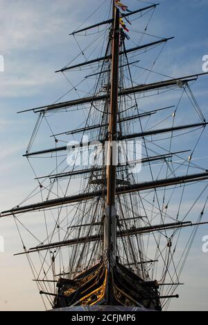 La tondeuse à thé historique « Cutty Sark » est exposée en permanence à Greenwich, Londres Banque D'Images