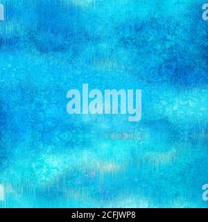 Aquarelle abstraite ciel créatif fond avec teal turquoise coloré taches de grunge bleu. Illustration des vagues peintes à la main aquarelle. Bann Banque D'Images