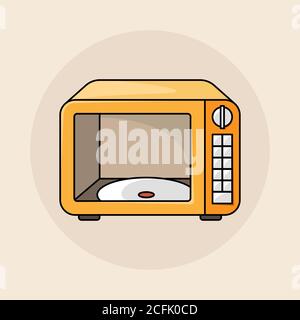 Micro-ondes. Illustration vectorielle isolée des appareils de cuisine. illustration 3d avec contours. Illustration de Vecteur