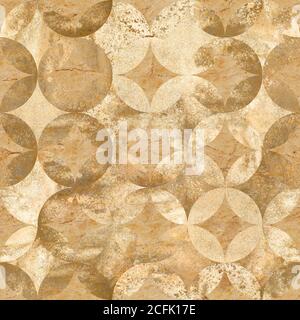 L'arrière-plan abstrait grunge aquarelle avec des cercles se chevauchant sur le vieux papier. Aquarelle marron, dessin à la main sans couture. Aquarelle en forme de rond te Banque D'Images