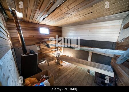 Un sauna illégal à l'îlot Länssitoukki, Helsinki, Finlande Banque D'Images