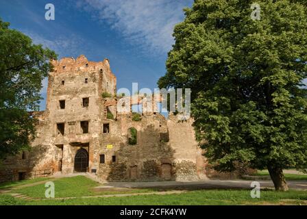 Ruines du château médiéval de Ząbkowice Śląskie dans la Basse-Silésie, Pologne Banque D'Images