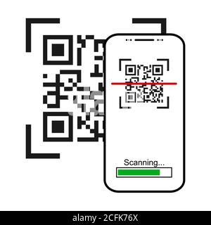 Icône plate du scanner Mobil isolée sur fond blanc. Illustration du vecteur du lecteur de code QR . Illustration de Vecteur