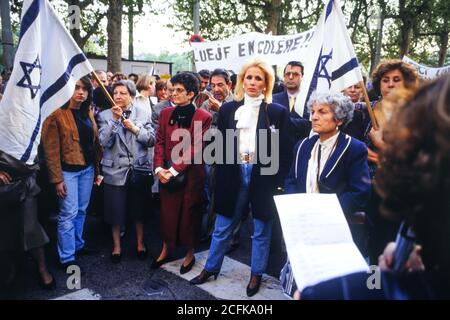 Manifestation de la communauté juive Yasser Arafat voyage officiel en France, Lyon, France Banque D'Images