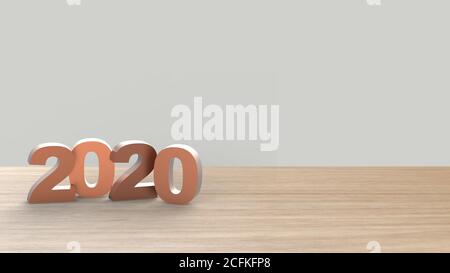 Bonne année 2020 rose doré gras HD chiffres lettres sur la table verticale sur fond gris clair HD, maquette, modèle, bannière avec espace pour la copie Banque D'Images