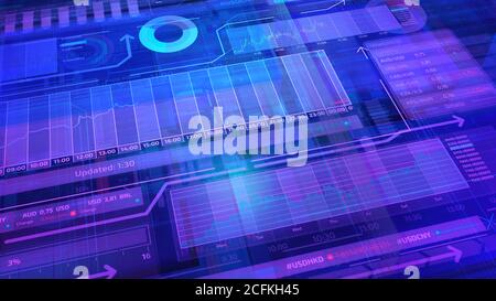 Informations sur le marché boursier numérique avec infographies commerciales. Banque D'Images