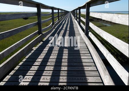 Les ombres jouent un rôle dans la conception d'une promenade de Cape Cod. Banque D'Images