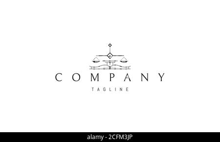 Logo vectoriel sur lequel une image abstraite de l'échelle de la justice et un livre ouvert. Illustration de Vecteur