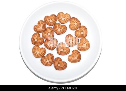 Britannia Little Hearts biscuit sur fond blanc. Banque D'Images