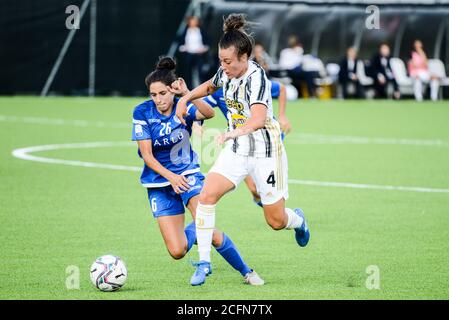 Turin, Italie. 06e septembre 2020. Aurora Galli de Juventus les femmes en action pendant la série des femmes UN match de football Juventus les femmes contre Saint-Marin. Juventus a remporté plus de 2-0 San Marino au Centre Juventus de Turin (photo par Alberto Gandolfo/Pacific Press) Credit: Pacific Press Media production Corp./Alay Live News Banque D'Images