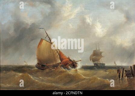 Redmore Henry - bateau de pêche dans les mers de bâteau autres bateaux Beyond - British School - 19e siècle Banque D'Images