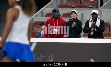 Naomi Osakas équipe en action lors de son quart de finale match à Le tournoi de tennis obligatoire China Open Premier 2019 Banque D'Images