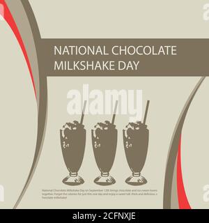 Le 12 septembre, la Journée nationale des Milk-Shakes au chocolat réunit les amateurs de chocolat et de glaces. Oubliez les calories pour cette journée et profitez-en Illustration de Vecteur