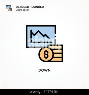 Icône de vecteur vers le bas. Concepts modernes d'illustration vectorielle. Facile à modifier et à personnaliser. Illustration de Vecteur