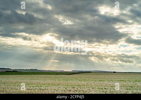 West Illsley, Berkshire, Royaume-Uni. 6 septembre 2020. Vue depuis la randonnée à travers le ridgeway près de West Illsley. Credit: Sidney Bruere/Alay Live News Banque D'Images