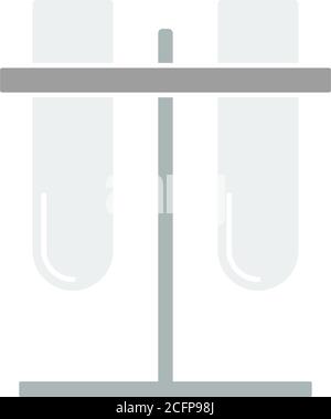 Flacons de laboratoire fixés à l'icône du statif. Conception couleur plate. Illustration vectorielle. Illustration de Vecteur