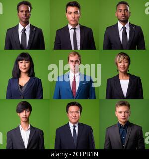 Collage de gens d'affaires multiethniques portant leur costume Banque D'Images