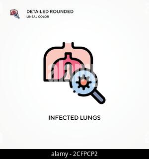 Icône de vecteur de poumons infectés. Concepts modernes d'illustration vectorielle. Facile à modifier et à personnaliser. Illustration de Vecteur