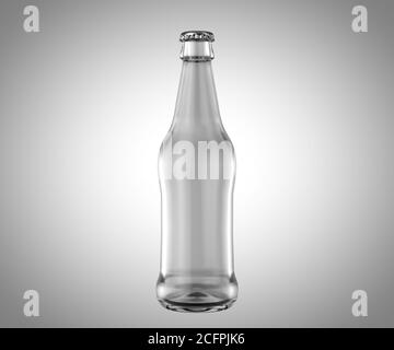 Une bouteille de bière en verre clair isolé sur un fond blanc studio - 3D render Banque D'Images