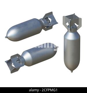 Bombe aérienne de différentes vues, isolée sur fond blanc rendu 3d Banque D'Images