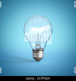 Ampoule sur fond bleu rendu 3d Banque D'Images