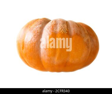 Grande citrouille orange avec taches sur fond blanc Banque D'Images