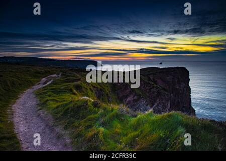 Coucher de soleil sur St Agnes, Cornwall, Royaume-Uni Banque D'Images